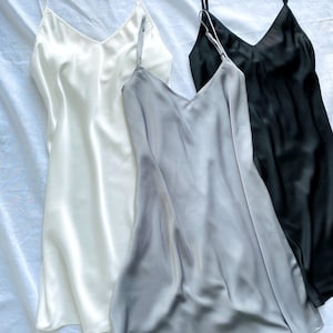 Satin slip dress, Gift for Her| Women silky dress, high quality Satin sleepwear, Silky Nightdress | Summer Satin dress in White, Gray, Black