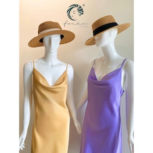 Handmade Cowl Neck Satin Slip Dress: Silk-Blend Midi Gown