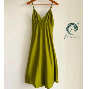 Grass Green Satin Slip Dress, Custom Satin Midi & Maxi Dress, Bridal Morning, Bridesmaid Gown, Deep Green Satin Dress, Wedding Morning Dress