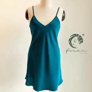Silk Slip Dress - Custom colors, Women's Silk Nightgown, Satin nightdress - nightwear, Dark Blue - Pink Slip Dress | Gift For Her Bridesmaid