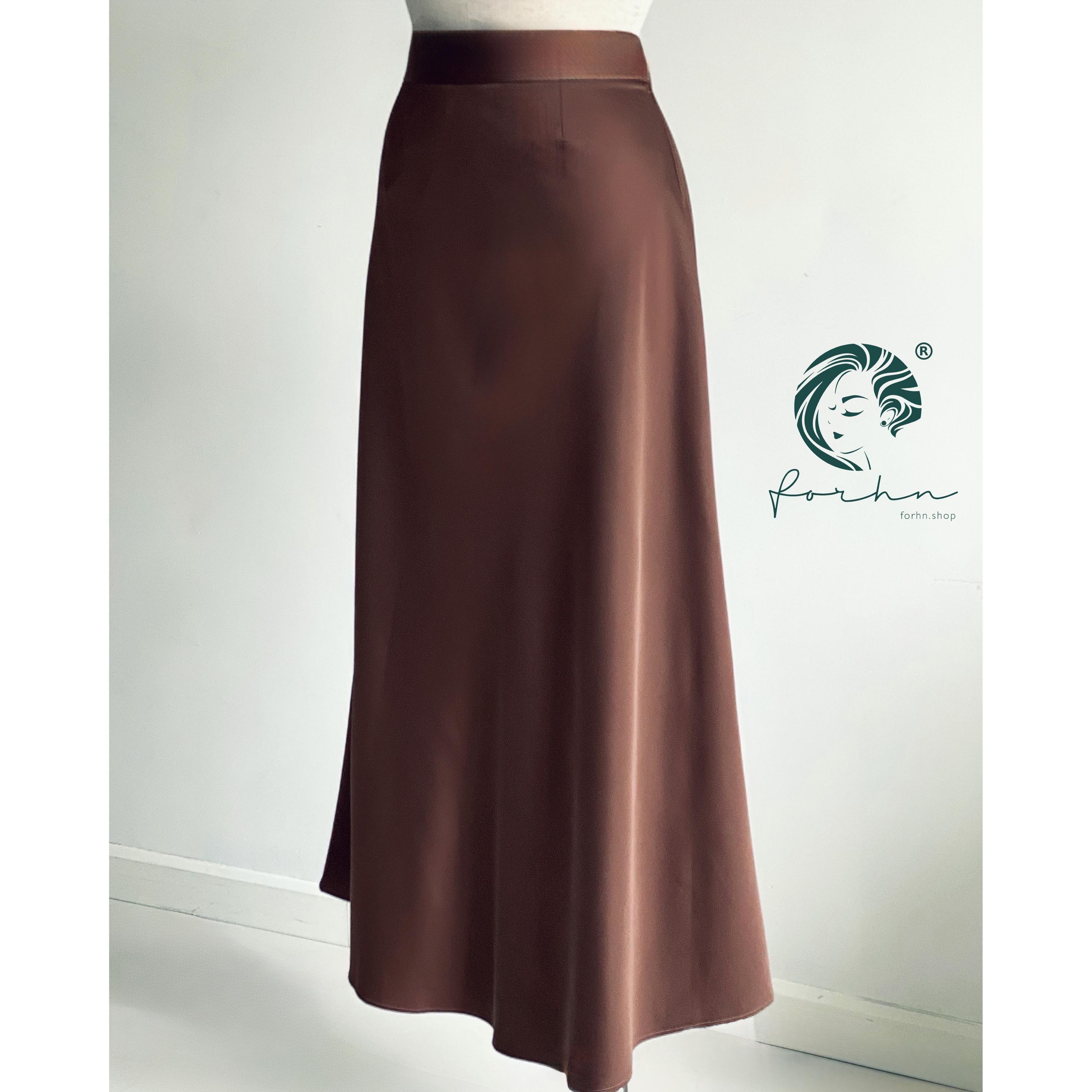 Brown Satin Skirt - Etsy