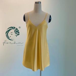Silky Slip Dress: Elegant Sleepwear, Underslip Petticoat | Women’s Nightgown & Summer Satin Dress GOLD