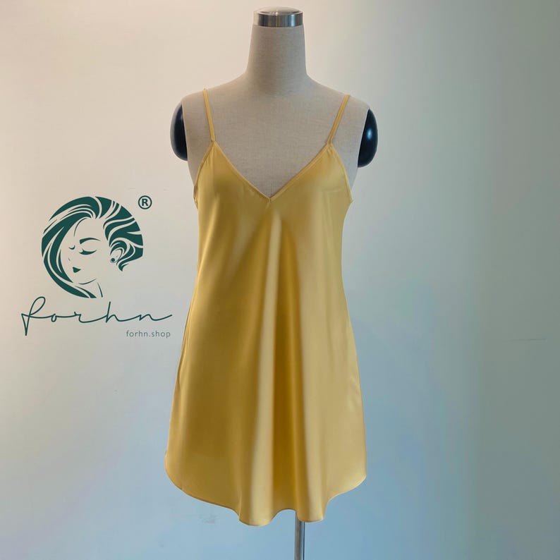 Silky Slip Dress: Elegant Sleepwear, Underslip Petticoat | Women’s Nightgown & Summer Satin Dress GOLD