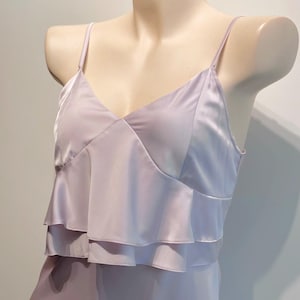 Silk Slip Dress NABI – Pastel Silk Nightgown for Women | Luxury Sleepwear with Delicate Ruffles & V Neckline | Custom Colors | Gift for Her.