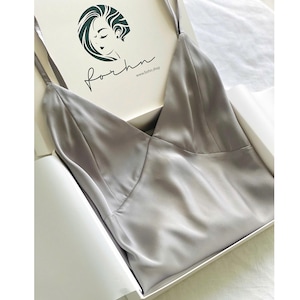 light grey silk dress Saara dress gown by alashanghai silk studio