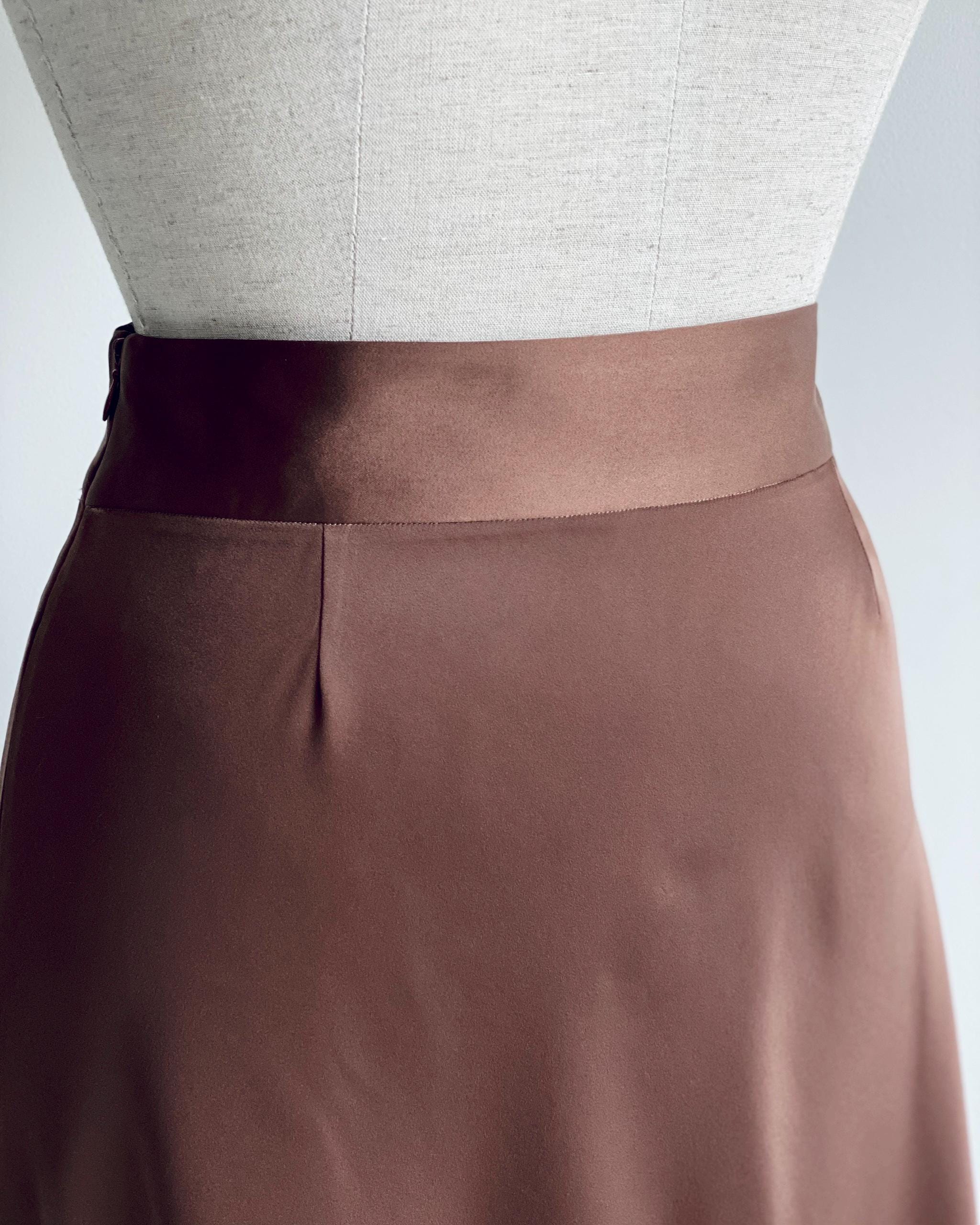 Chocolate Brown Satin Maxi Skirt: High Waist Old Money Style