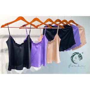 Satin Cami Set, Ruffle Trim, Custom Color Pajamas