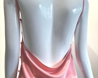 Satin Cami and Shorts Set: pink, white, custom-colors | Bridal Pajamas | Backless Camisole Lounge Set