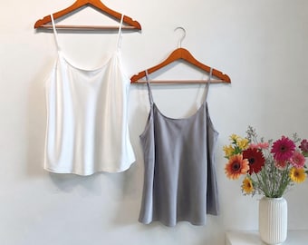 Silky Satin Camisole Top | Minimal Spaghetti Strap Tank, Office Cami, Custom Colors