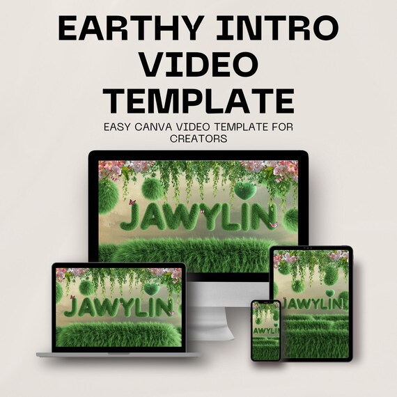 Earthy Youtube Video Intro Template for Canva, Outro Video, Aesthetically pleasing video editing guide, cottage core theme digital template