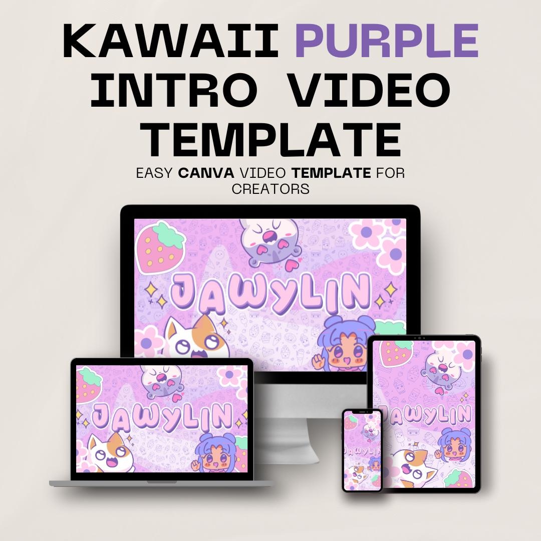 Cute Kawaii Aesthetic Youtube Video Intro Template for Canva, Channel ...
