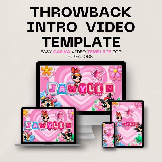 3D 90s Throwback Aesthetic Youtube Video Intro Template for Canva, Channel content video editing guide, Colorful vid theme digital template