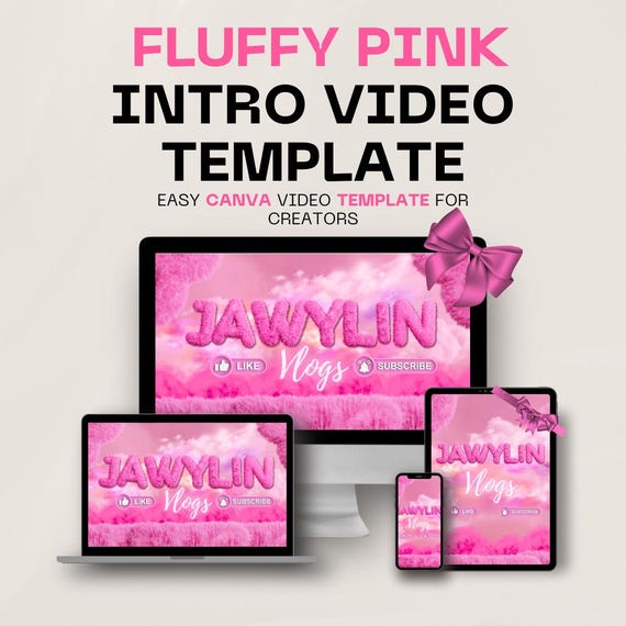Pink Luxury 3D Aesthetic Youtube Video Intro Canva Template, Daily vlog content creation video editing guide, Girly Cute Content Brand Set