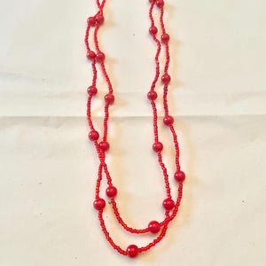 Red Coral Stone Long Necklace