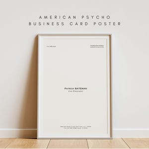 Kundenspezifisches amerikanisches Psycho Visitenkarten-Poster | Minimal Film wall art druckbarer digitaler Download individuelle Größe Retro Filmplakat personalisiert