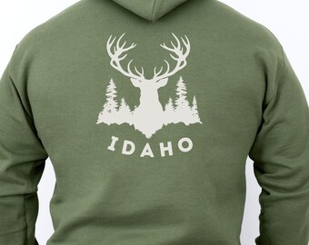 Idaho Elk Hoodie, Gift Hoody Sweatshirt for Men, Dad, Husband, Brother, Boyfriend, Outdoors, Hiking, Hunting, Camping Birthday Gift Shirt