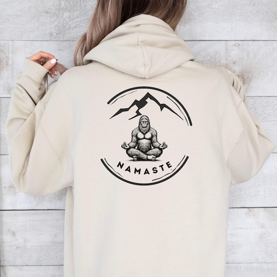 Bigfoot Namaste Hooded Sweatshirt, Unisex, Cozy Comfortable