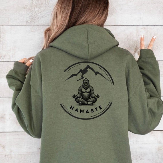 Bigfoot Namaste Hooded Sweatshirt, Unisex, Cozy Comfortable
