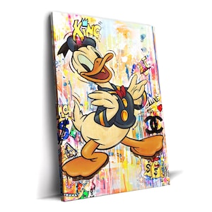 Disney Art | Disney Room Aesthetic, Donald Duck Canvas Wall Art, Disney Home Decor, Urban Wall Art, Contemporary Pop Culture Art