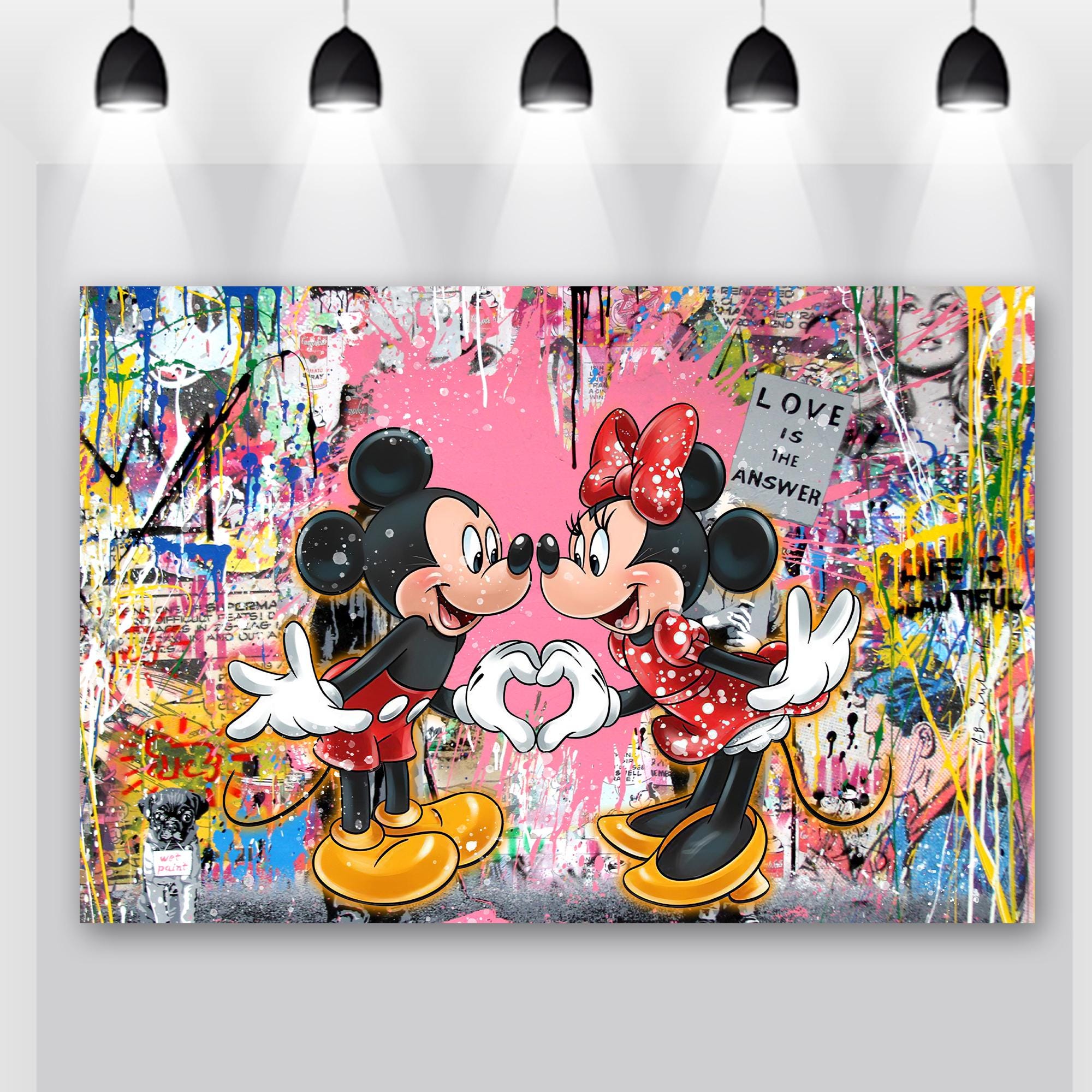 Mickey and Minnie Graffiti Canvas Wall Art | Disney Art, Modern