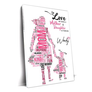 Family Wall Art | Love Between Mom & Daughter Is Forever, Personalized Gift For Mom And Daughter, Kids Wall Art, Custom Name Kid Wall Decor