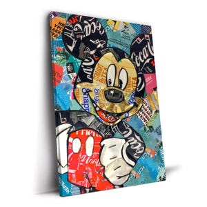 Disney Art | Disney Room Aesthetic, Mickey Canvas Wall Decor, Mickey Pop Art, Kid Room Wall Decor, Disney Gift, Modern Graffiti Art