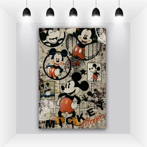 Disney Canvas | Mickey Mouse Vintage Wall Art, Disney Street Art Canvas Print, Trendy Home Decor, Disneyland Wall Decor