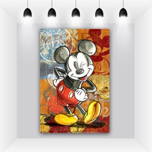 Vintage Mickey Mouse Wall Art, Disneyland Canvas Prints, Disney Vibes, Gift for Disney Lovers, Disney Fans, Abstract Mickey Art