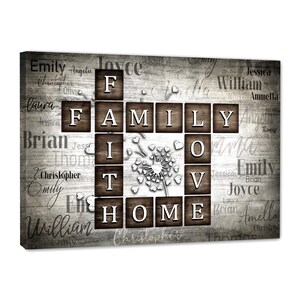 Family Wall Art | Family, Love, Home & Faith Personalized Family Name Canvas Prints, Housewarming Gift, Custom Wall Decor For Living Room