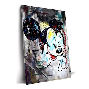 Mickey Mouse Canvas | Mickey Mouse Modern Graffiti Art Print, Abstract Disney Wall Decor, Kids Room Wall Art, Disney Home Decor, Pop Art