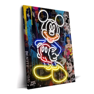 Mickey Mouse Pop Art Canvas | Mickey Mouse Graffiti Canvas Print, Disney Street Art, Kids Room Wall Art, Disney Home Decor