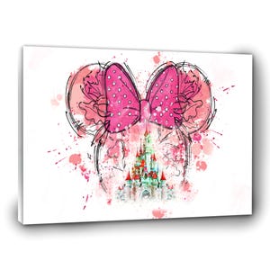 Disney Art | Minnie Mouse Cartoon Colorful Art Print, Disney Love on Canvas, Modern Art, Girl Room Wall Decor, Gift for hers