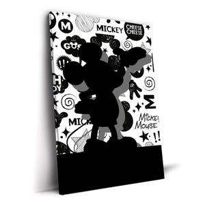 Disney Art | Disney Room Aesthetic, Mickey Mouse Black & White Canvas Wall Art, Abstract Disney Art, Disney Pop Art Canvas Modern Home Decor