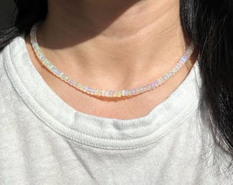 Ethiopian Rainbow Opal Faceted Rondelle Necklace