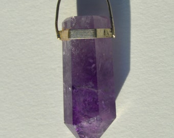 Vintage Sterling Silver Amethyst Crystal Point Charm Talisman