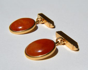 Antique Art Deco Era 14K Gold Carnelian Cufflinks