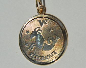 Vintage 14K Gold Capricorn Zodiac Sign Charm Talisman