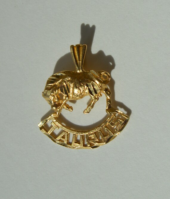 Vintage 14K Gold Taurus Zodiac Astrology Charm Tal