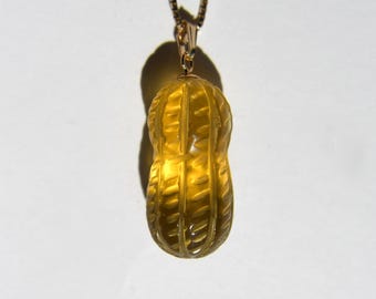 14K Gold Citrine Peanut Charm Pendant