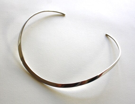 STERLING SILVER CHOKER vintage minimalist necklac… - image 2