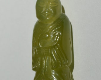 Vintage 14K Gold Large Jade Jadeite Buddha Charm Talisman