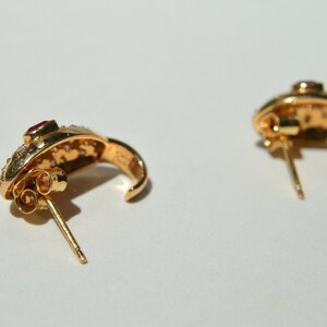Vintage 14K Gold Ruby Diamond Snake Earrings image 3