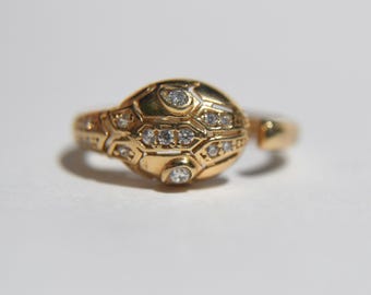 Vintage 14K Gold Diamond Snake Wrap Ring