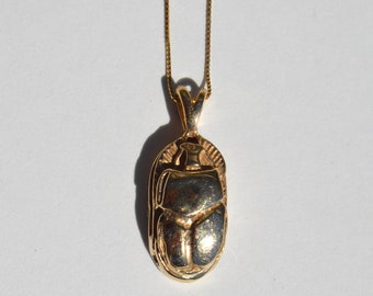 14 Karat Gold Scarab Beetle Pendant Necklace