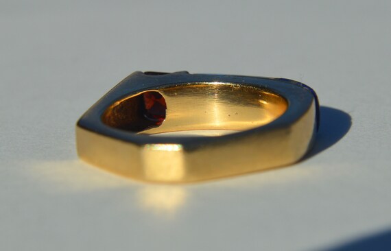 Vintage 14K Gold Lapis Garnet Opal Inlay Band Ring - image 6