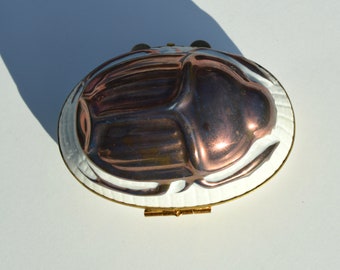 Vintage Limoges France Porcelain Scarab Beetle Egg Trinket Box