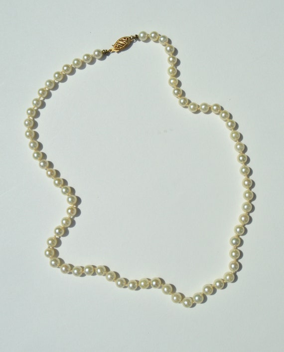 Vintage 14K Gold 16" Long 5mm Pearl Necklace