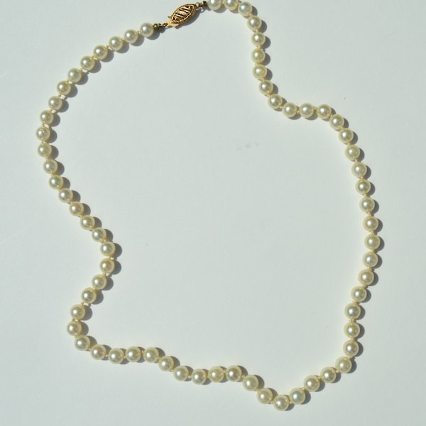 Vintage 14K Gold 16" Long 5mm Pearl Necklace