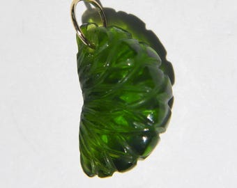 14K Gold Lime Peridot Fruit Citrus Slice Charm Pendant