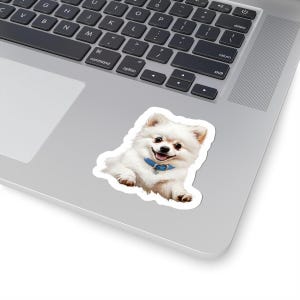 Pomeranian Stickers, White Pomeranian Kiss-Cut Sticker Set, Dog Lover Gift, Cute Animal Decals, Laptop Decal, Scrapbook Accessory